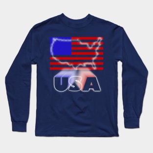 US Flag Map 3D Long Sleeve T-Shirt